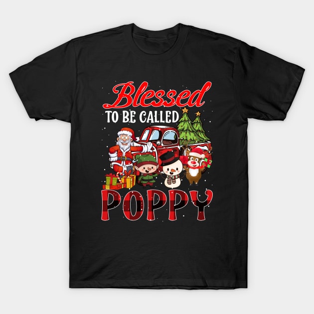 Blessed To Be Called Poppy Christmas Buffalo Plaid Truck T-Shirt by intelus